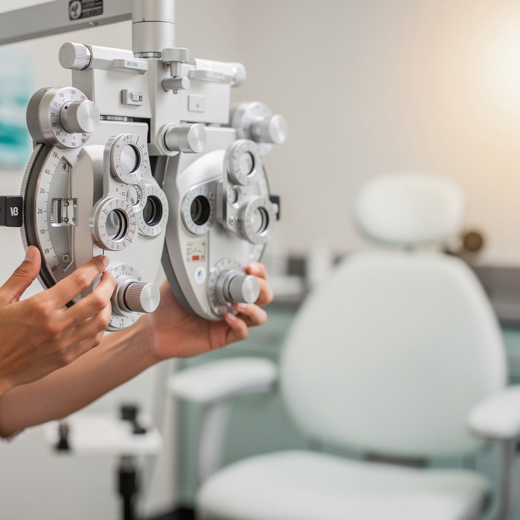 Eye-Tech An Optometric Practice San Diego - professional optometrist conducting a comprehensive eye exam with modern equipment